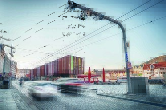 The image displays a tolling station in Norway