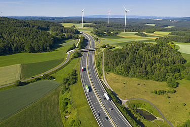 Image shows free flow traffic on a highway