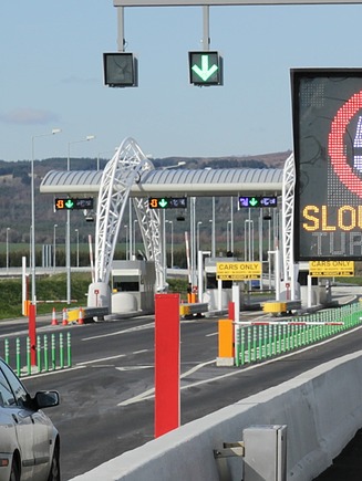 Image shows an EFKON Toll Plaza in Ireland