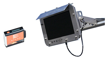 Image shows an EFKON DSRC Transceiver and EFKON On Board UnitOn Board Unit