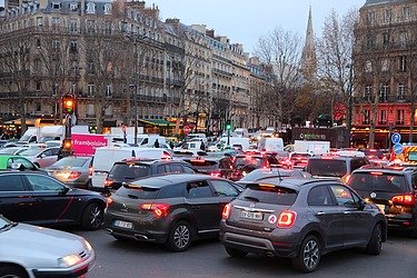 Image shows a congested city 