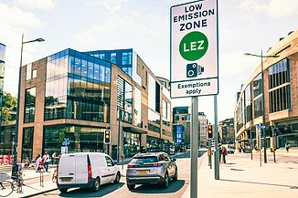 The image shows a environmental-friendly, economically efficient and socially equitable mobility