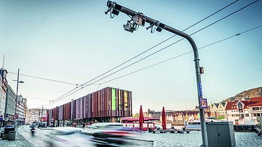 Image shows an EFKON Free Flow Toll Station in Norway