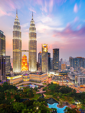 Image shows Petronas Towers in Kuala Lumpur